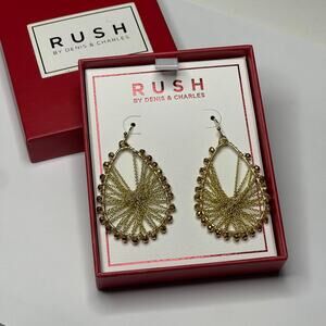 Denis & Charles RUSH earrings gold tone pierced drop dangle costume jewelry
